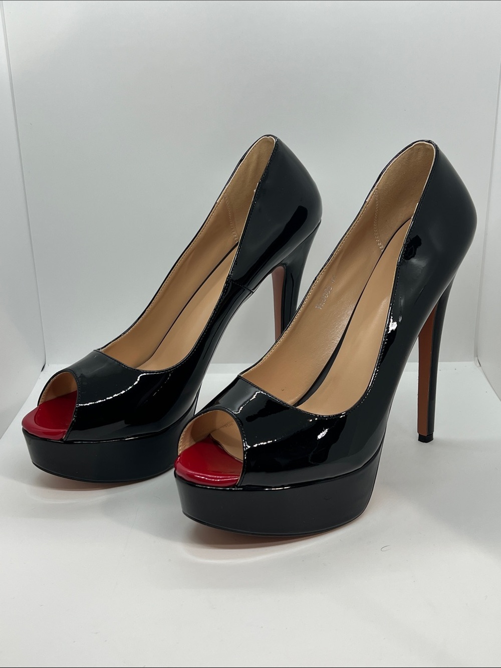 Sexy Black Peep Toe High Heel Pumps. Size 13 With A 6” Heel.